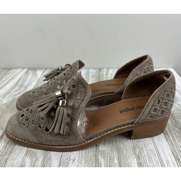 Jeffrey Campbell Shoes - Jeffrey Campbell Taupe Suede Perforated Tassel Loafers